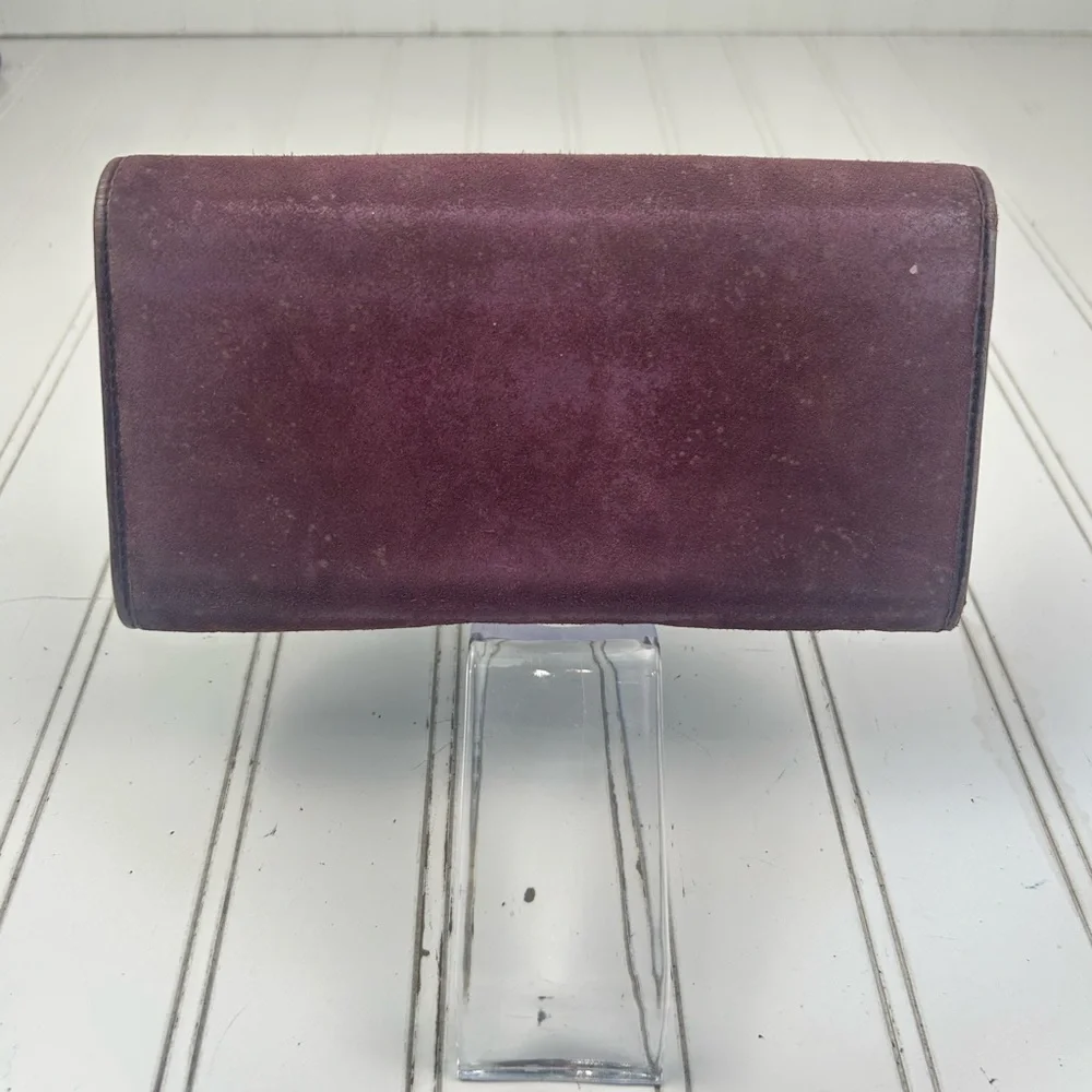 Women's Gucci Burgundy Red Suede Wallet with Gold Hardware